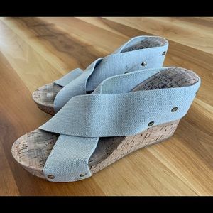 Lucky brand cork and elastic wedges. Size 6.5